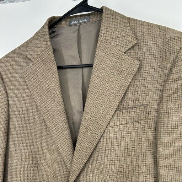 Oscar De La Renta Wool and Silk Tan Microcheck Blazer Size 38R - Picture 3 of 9